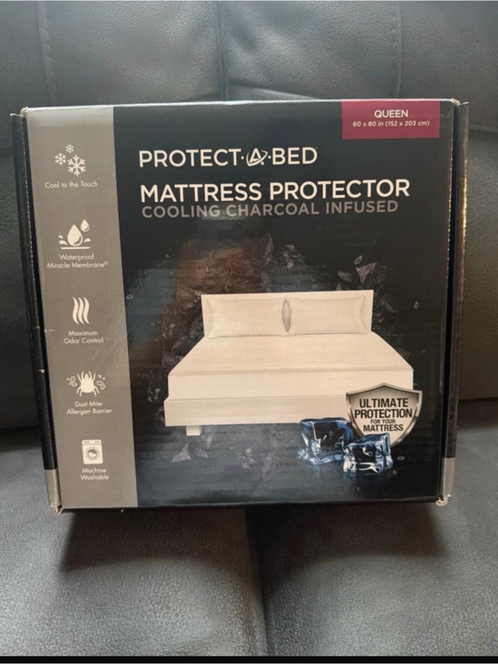 Queen Cooling Charcoal Infused Mattress Protector - White